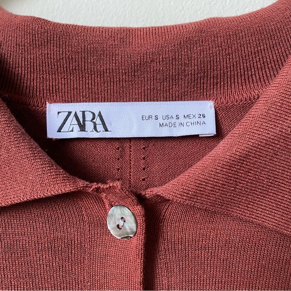 Zara Silk Cardigan Rust Color Size S - Picture 2 of 5